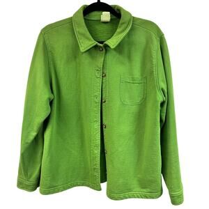 Women's vintage Prairie Cotton olive green cotton long sleeve button down M/L